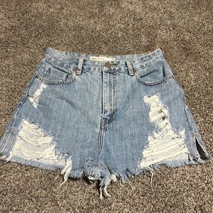 ASOS Distressed High Rise Jean Shorts